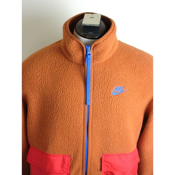 Nike Sportswear Men's Sport Essentials Full Zip Fleece Jacket Orange Size Medium - Picture 2 of 5